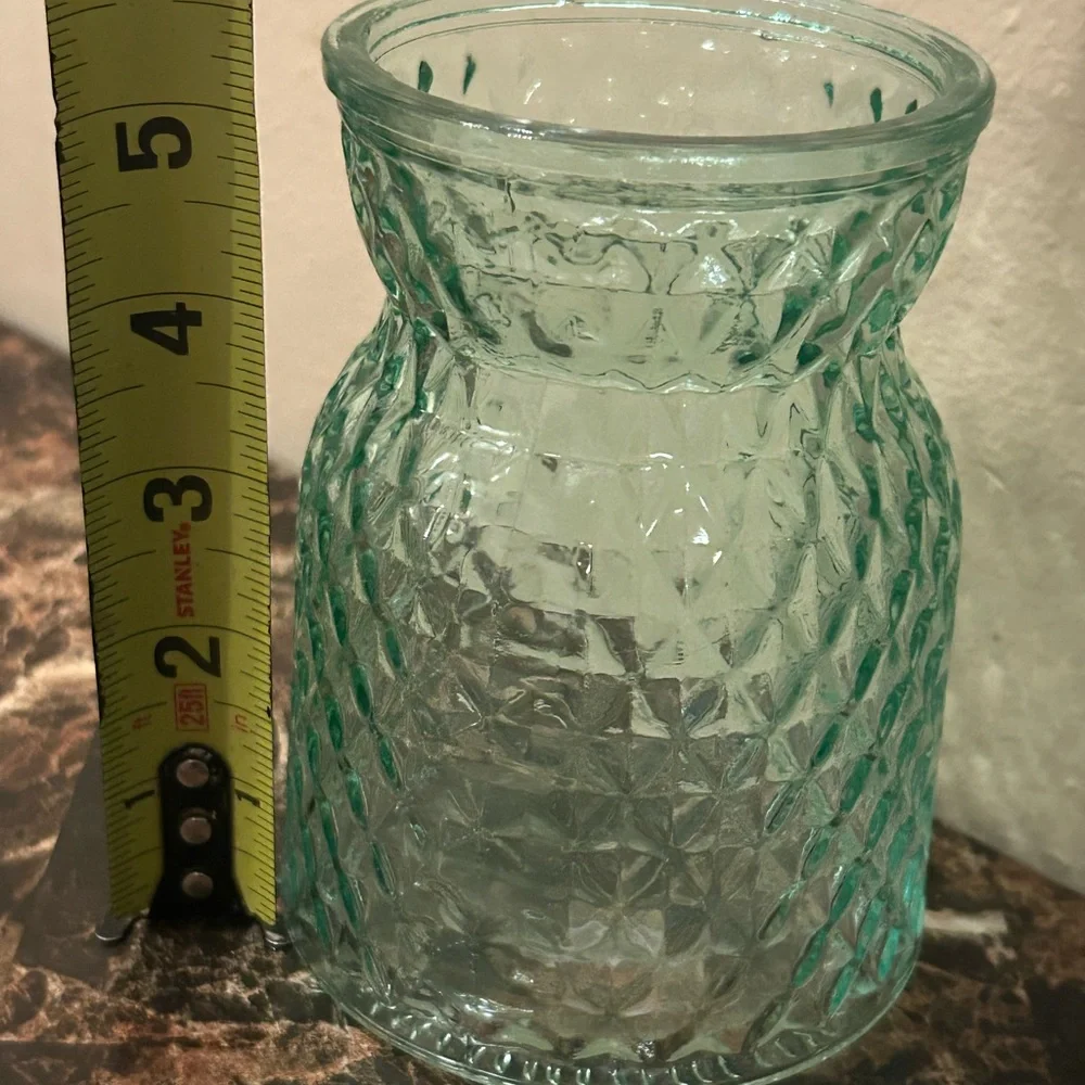 Green Diamond Pattern Vase, Flower Knob Vase Bouquet Vases Small Glass
